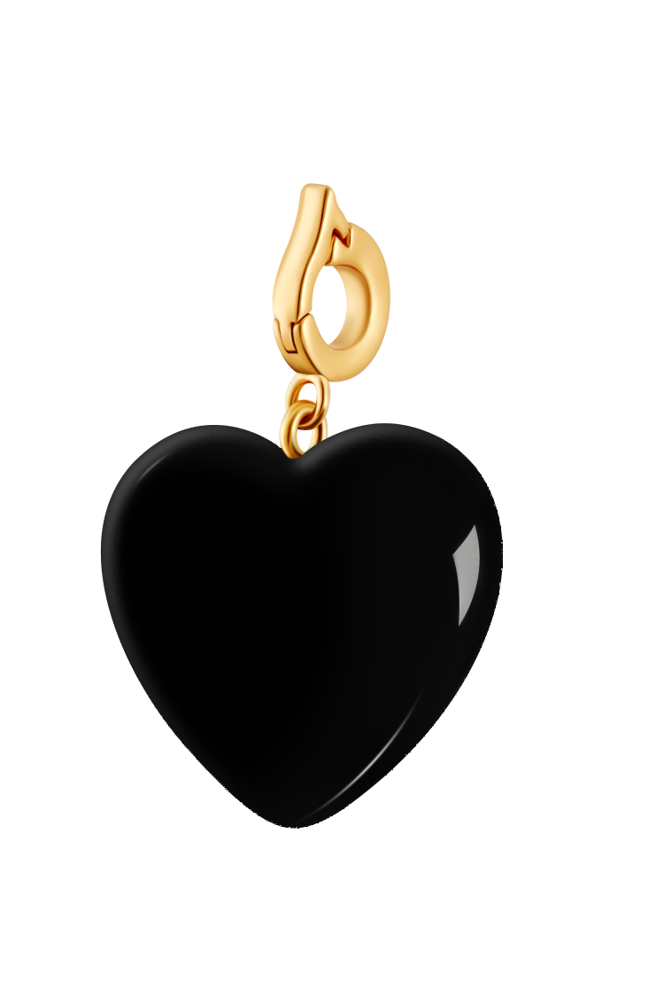 Black Agate Loving Heart Pandant