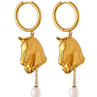 Horse Head Pearl Earrings