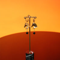 Horse Head Black Agate Earrings