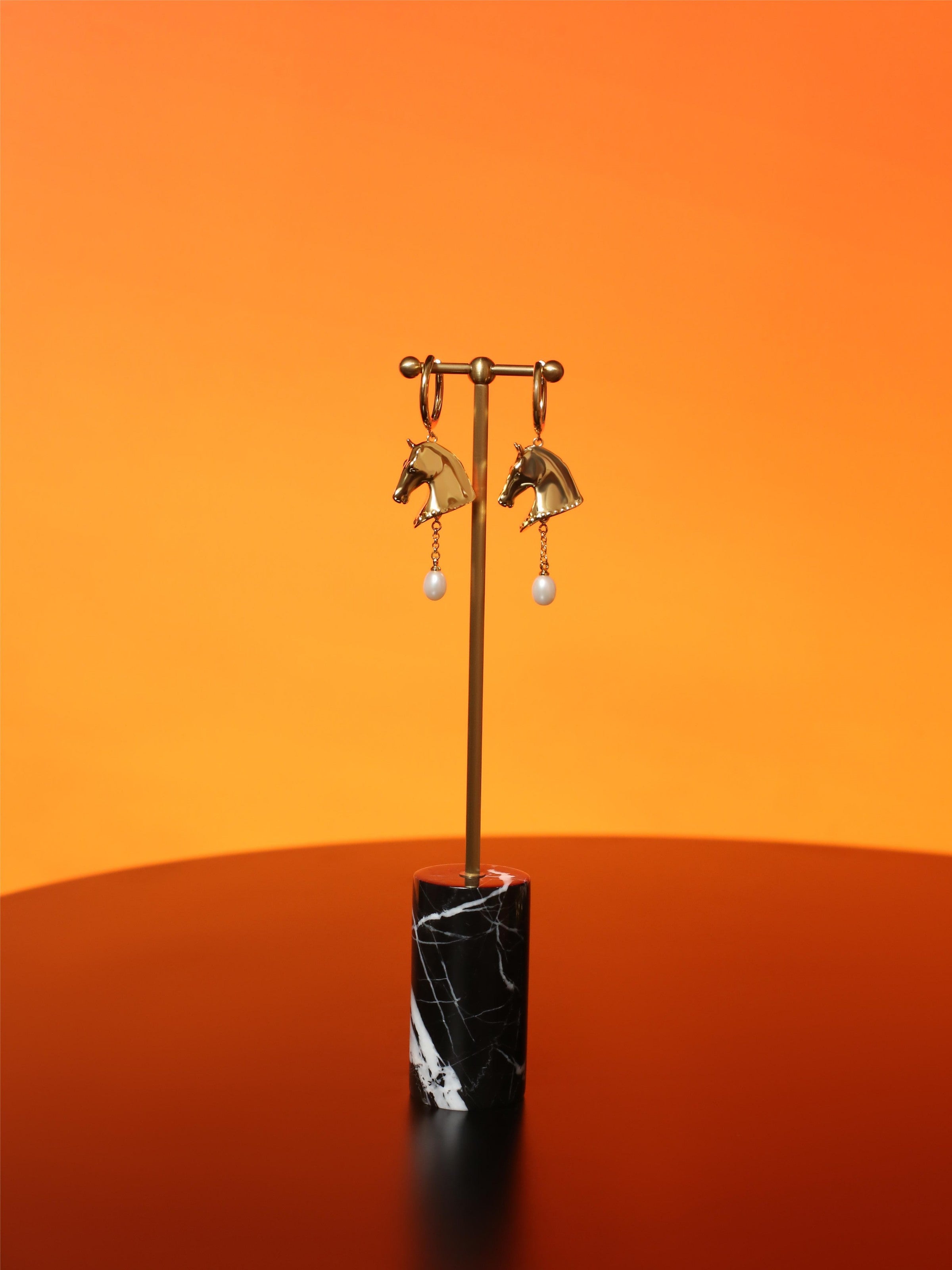 Horse Head Pearl Earrings