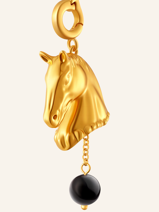 Horse Head Black Agate Pandant