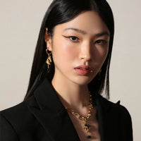 Horse Head Black Agate Earrings