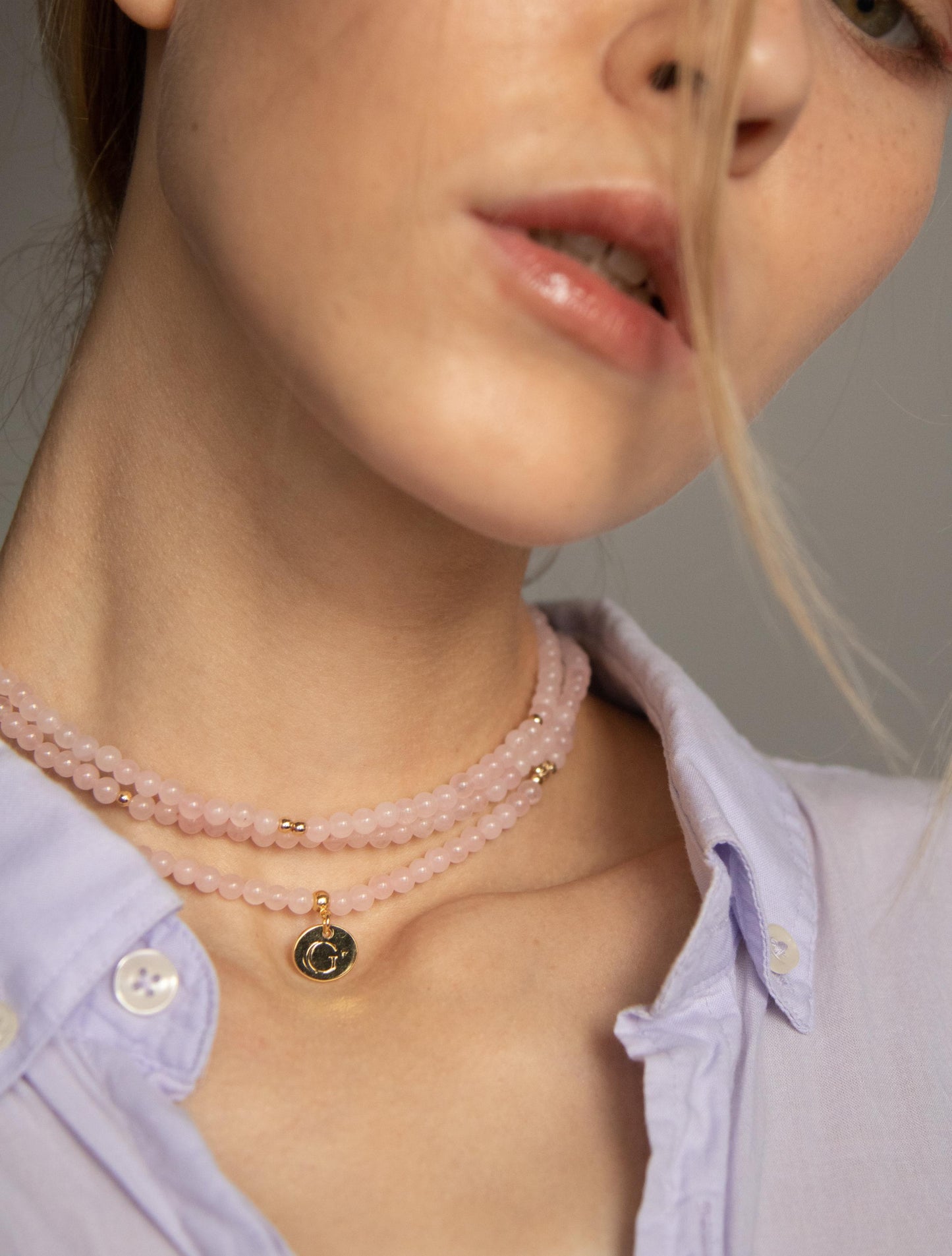Rose Quartz Multilayer Wrap Necklace / Bracelet