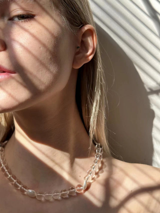 Clear Quartz and Baroque Pearl Necklace